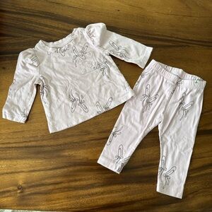 GAP Baby Ballerina Shoes Light Purple Cotton Long Sleeve and Pants Set 6-12M
